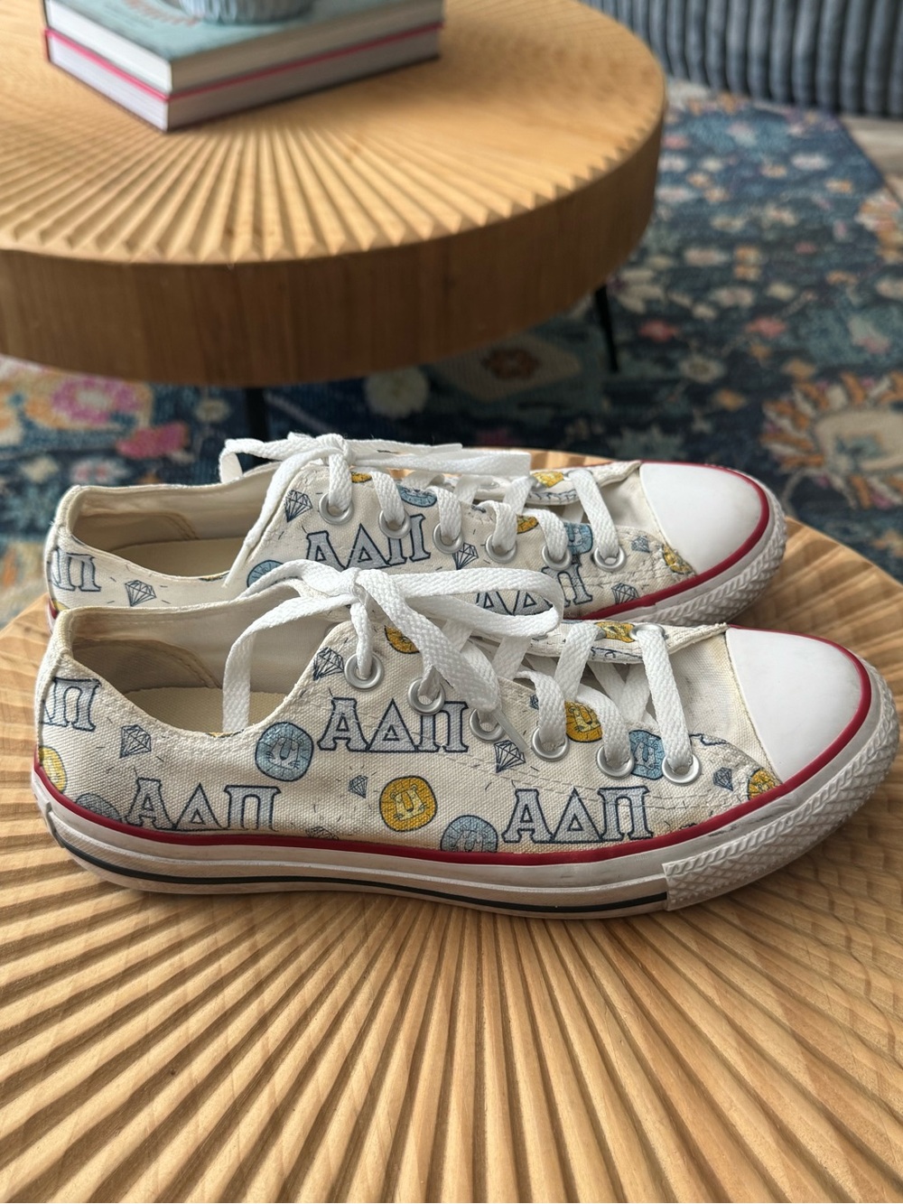 Converse Chuck Taylor All Star sneakers Customized Alpha Delta Pi AΔΠ size 8